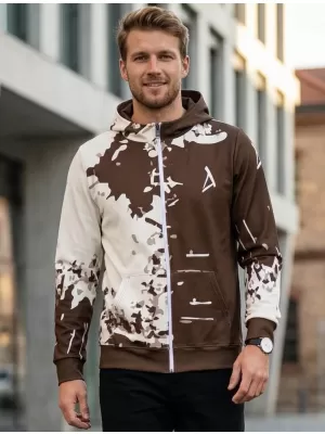 Férfi pulóver a zip prémiumon ALTISPORT VOJ/ALM057MI02 BARNA