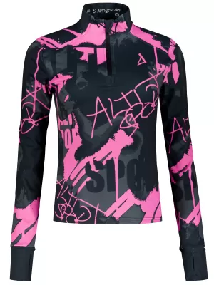 Női sport pulóver prémium plusz ALTISPORT VOJ/ALW076MI04 FEKETE/FLUO RÓZSASZÍN