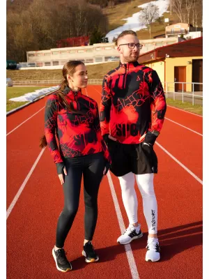 Férfi sport pulóver prémium plusz ALTISPORT VOJ/ALM076MI04 FEKETE/PIROS