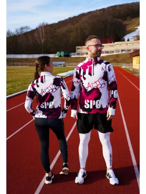 Férfi sport pulóver prémium plusz ALTISPORT VOJ/ALM076MI04 FEHÉR/PIROS