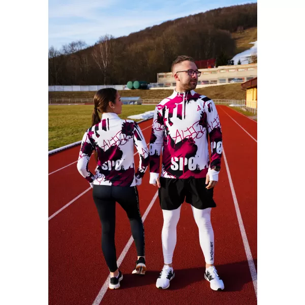  Férfi sport pulóver prémium plusz ALTISPORT VOJ/ALM076MI04 FEHÉR/PIROS 