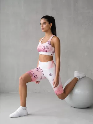 Női nadrág a térd prémium felett ALTISPORT VOJ/ALW083LEG02 FEHÉR -PINK