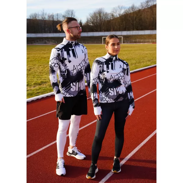  Férfi sport pulóver prémium plusz ALTISPORT VOJ/ALM076MI04 FEKETE/FEHÉR 