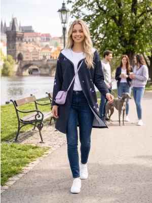 Női prémium kardigán ALTISPORT VOJ/ALW077MI07 FEKETE-LILA