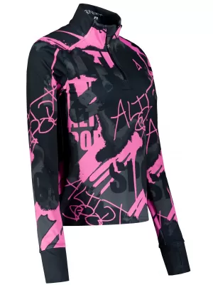 Női sport pulóver prémium plusz ALTISPORT VOJ/ALW076MI04 FEKETE/FLUO RÓZSASZÍN