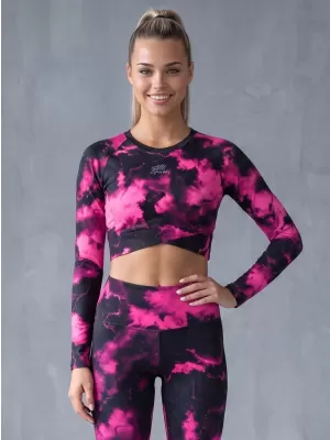 A nők funkcionális növényi teteje hosszú ujjú prémiummal ALTISPORT VOJ/ALW066TR04 FEKETE -PINK