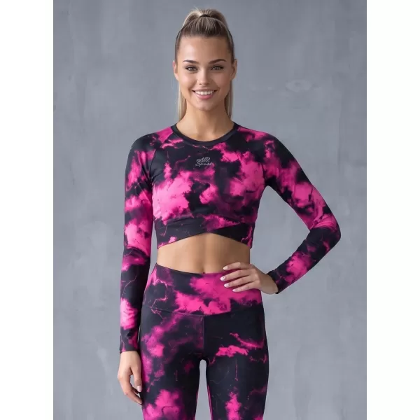  A nők funkcionális növényi teteje hosszú ujjú prémiummal ALTISPORT VOJ/ALW066TR04 FEKETE -PINK 