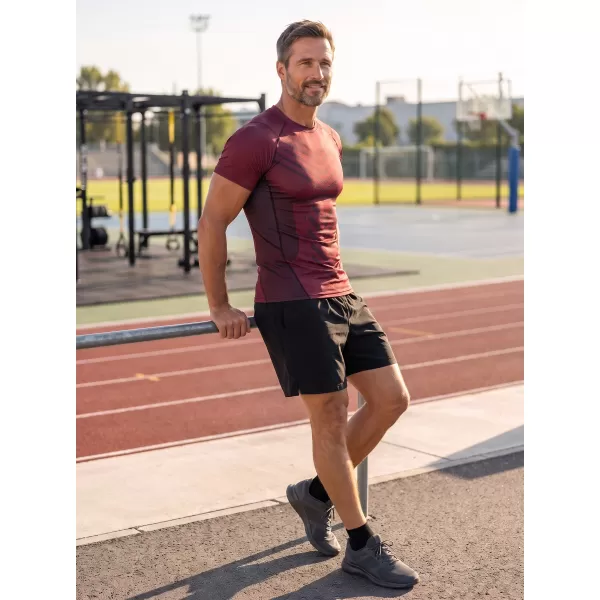  Férfi funkcionális tömörítési T -póló rövid ujjú prémiummal ALTISPORT VOJ/ALM095TR04 BORVÖRÖS 