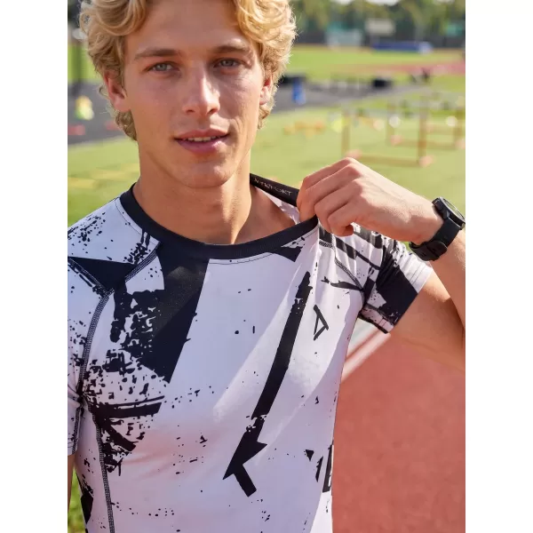  Férfi funkcionális tömörítési T -póló rövid ujjú prémiummal ALTISPORT VOJ/ALM079TR04 FEKETE -GRAY 