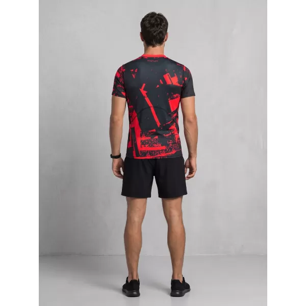  Férfi funkcionális tömörítési T -póló rövid ujjú prémiummal ALTISPORT VOJ/ALM079TR04 FEKETE -RED 