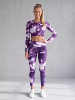 A nők funkcionális növényi teteje hosszú ujjú prémiummal ALTISPORT VOJ/ALW066TR04 FEHÉR -VIOLET