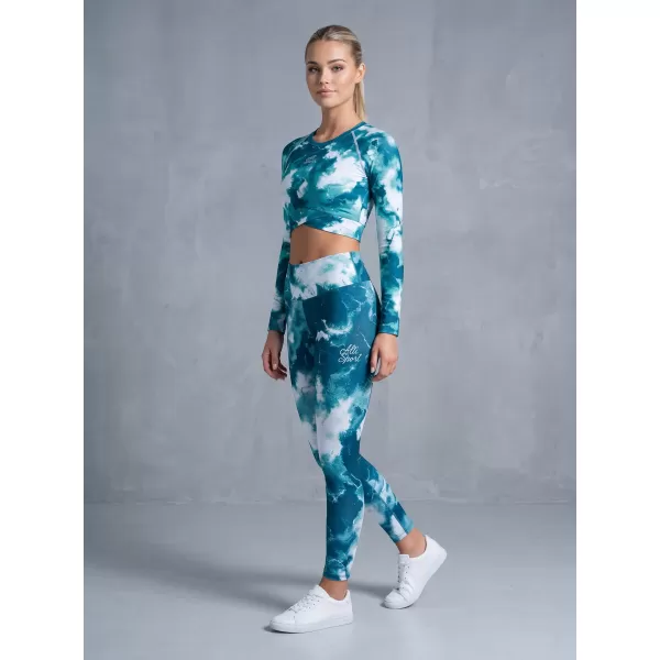  A nők funkcionális növényi teteje hosszú ujjú prémiummal ALTISPORT VOJ/ALW066TR04 ZÖLDBLUE 
