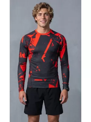 Férfi funkcionális tömörítési T -póló hosszú ujjú prémiummal ALTISPORT VOJ/ALM079TR03 FEKETE -RED