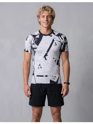 Férfi funkcionális tömörítési T -póló rövid ujjú prémiummal ALTISPORT VOJ/ALM079TR04 FEKETE -GRAY