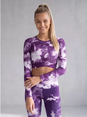 A nők funkcionális növényi teteje hosszú ujjú prémiummal ALTISPORT VOJ/ALW066TR04 FEHÉR -VIOLET