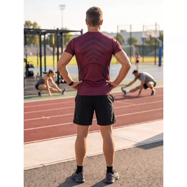  Férfi funkcionális tömörítési T -póló rövid ujjú prémiummal ALTISPORT VOJ/ALM095TR04 BORVÖRÖS 