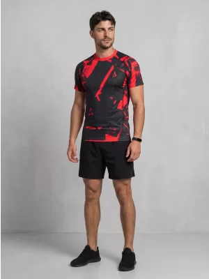 Férfi funkcionális tömörítési T -póló rövid ujjú prémiummal ALTISPORT VOJ/ALM079TR04 FEKETE -RED