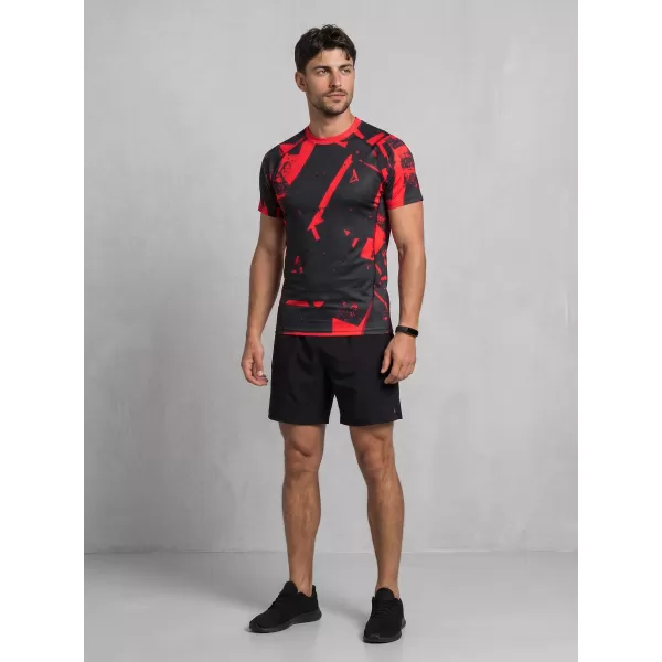  Férfi funkcionális tömörítési T -póló rövid ujjú prémiummal ALTISPORT VOJ/ALM079TR04 FEKETE -RED 