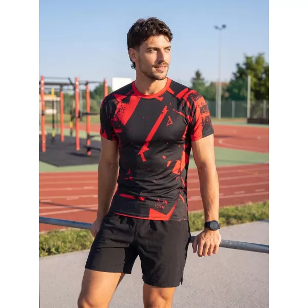  Férfi funkcionális tömörítési T -póló rövid ujjú prémiummal ALTISPORT VOJ/ALM079TR04 FEKETE -RED 