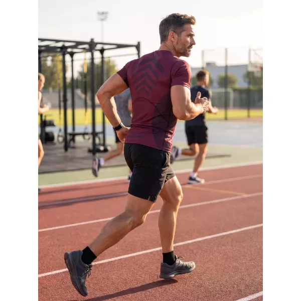  Férfi funkcionális tömörítési T -póló rövid ujjú prémiummal ALTISPORT VOJ/ALM095TR04 BORVÖRÖS 