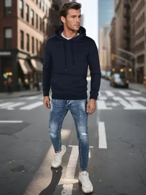 Férfi pulóver DSTREET BX5884 SÖTÉTKÉK