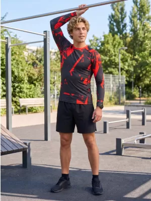 Férfi funkcionális tömörítési T -póló hosszú ujjú prémiummal ALTISPORT VOJ/ALM079TR03 FEKETE -RED