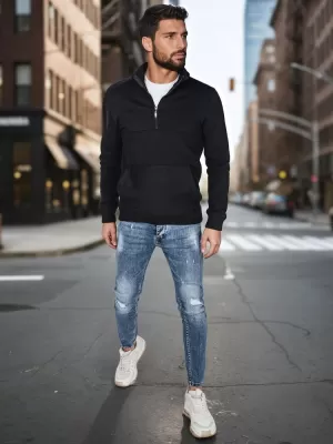 Férfi pulóver DSTREET BX5885 FEKETE