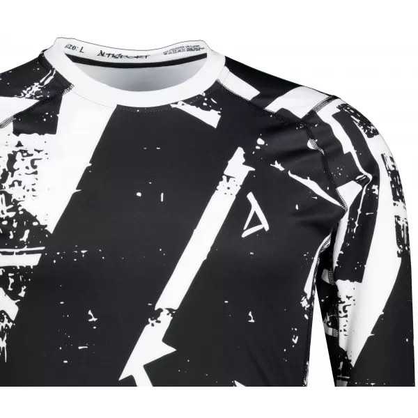  Férfi funkcionális tömörítési T -póló hosszú ujjú prémiummal ALTISPORT VOJ/ALM079TR03 FEKETE -FEHÉR 