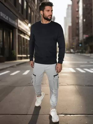 Férfi pulóver DSTREET BX5882 FEKETE