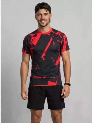 Férfi funkcionális tömörítési T -póló rövid ujjú prémiummal ALTISPORT VOJ/ALM079TR04 FEKETE -RED