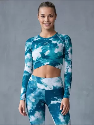 A nők funkcionális növényi teteje hosszú ujjú prémiummal ALTISPORT VOJ/ALW066TR04 ZÖLDBLUE