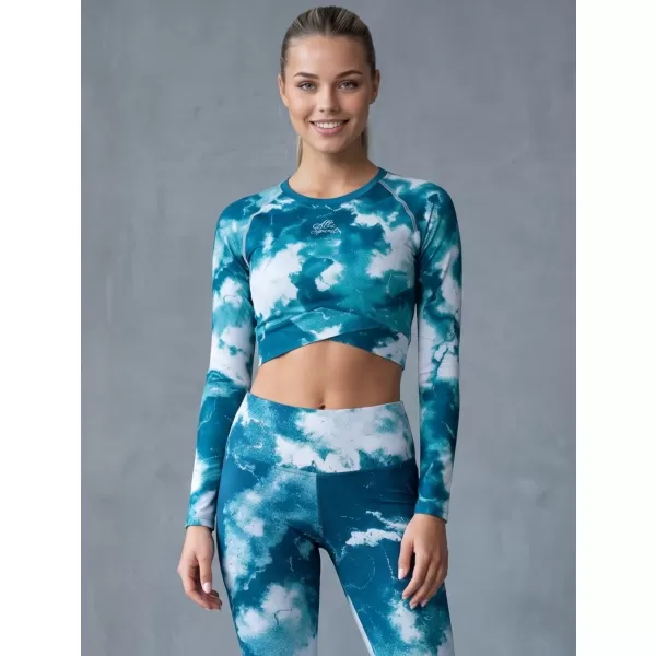  A nők funkcionális növényi teteje hosszú ujjú prémiummal ALTISPORT VOJ/ALW066TR04 ZÖLDBLUE 