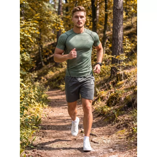 Férfi funkcionális tömörítési T -póló rövid ujjú prémiummal ALTISPORT VOJ/ALM072TR04 ZÖLD 