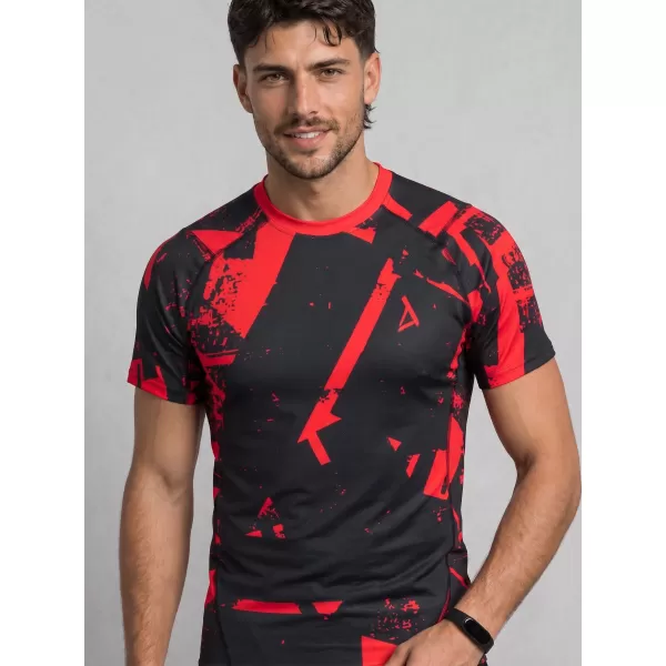  Férfi funkcionális tömörítési T -póló rövid ujjú prémiummal ALTISPORT VOJ/ALM079TR04 FEKETE -RED 