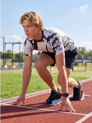 Férfi funkcionális tömörítési T -póló rövid ujjú prémiummal ALTISPORT VOJ/ALM079TR04 FEKETE -GRAY