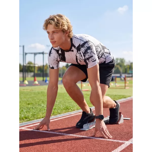  Férfi funkcionális tömörítési T -póló rövid ujjú prémiummal ALTISPORT VOJ/ALM079TR04 FEKETE -GRAY 