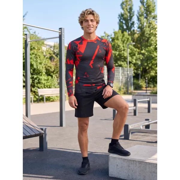  Férfi funkcionális tömörítési T -póló hosszú ujjú prémiummal ALTISPORT VOJ/ALM079TR03 FEKETE -RED 