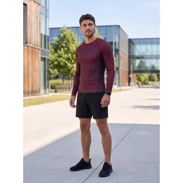  Férfi funkcionális tömörítési T -póló hosszú ujjú prémiummal ALTISPORT VOJ/ALM095TR03 BORVÖRÖS 