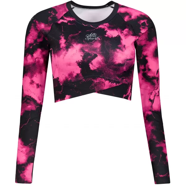  A nők funkcionális növényi teteje hosszú ujjú prémiummal ALTISPORT VOJ/ALW066TR04 FEKETE -PINK 