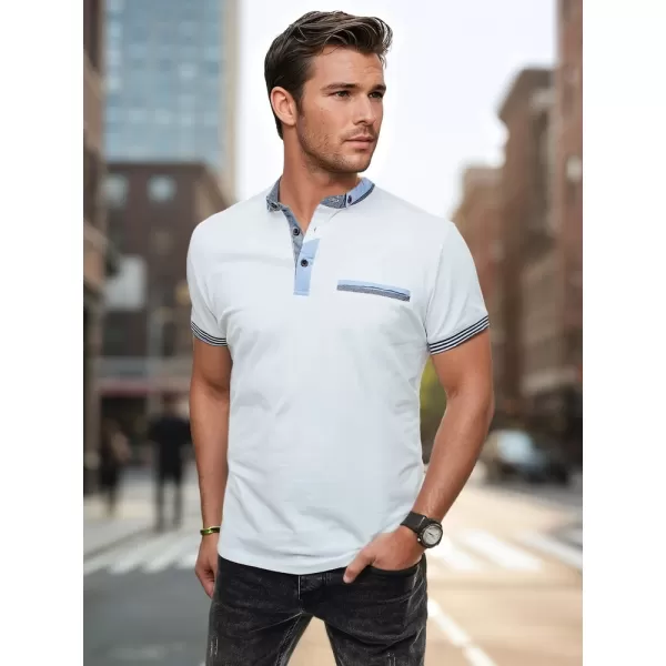  Mens t -phirt gallérral DSTREET PX0622 FEHÉR 