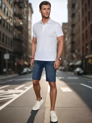 Mens t -phirt gallérral DSTREET PX0627 FEHÉR