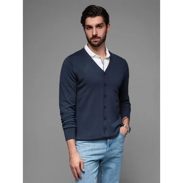  Férfi kardigán OMBRE OM-SWCD-0126 SÖTÉTKÉK 