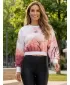 Női funkcionális kivágott pulóver prémium ALTISPORT VOJ/ALW083MI08 FEHÉR -PINK