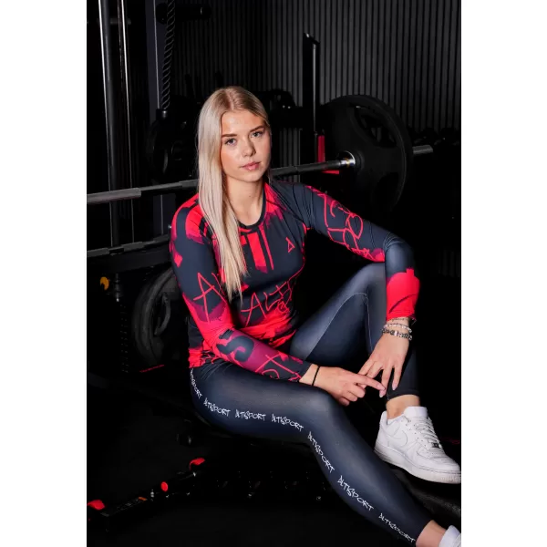  Női funkcionális T -piró hosszú ujjú prémiummal ALTISPORT VOJ/ALW076TR03 PIROS -BLACK 