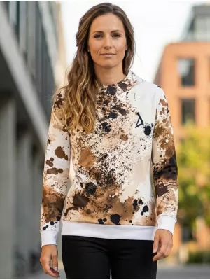 Női funkcionális pulóver prémium ALTISPORT VOJ/ALW055MI01 FEHÉR -BROWN