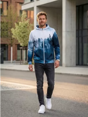 Férfi funkcionális pulóver a zip prémiumon ALTISPORT VOJ/ALM030MI02 ERDŐ/KÉK