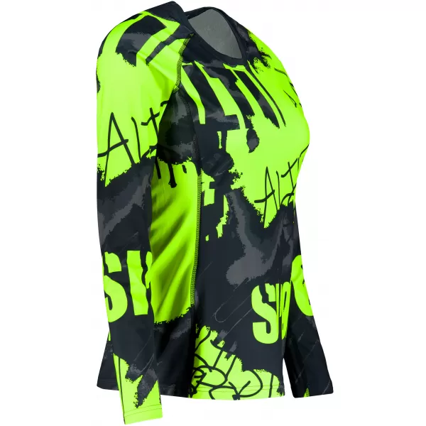  Női funkcionális T -piró hosszú ujjú prémiummal ALTISPORT VOJ/ALW076TR03 FEKETE/FLUO SÁRGA 