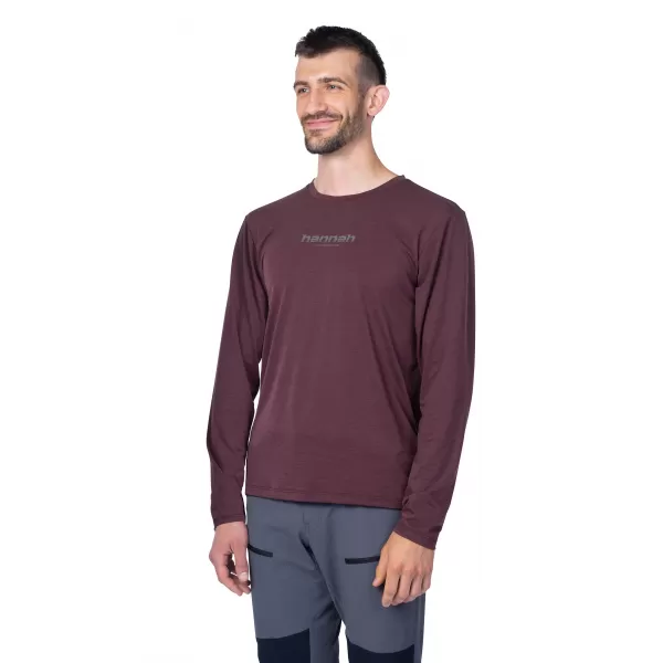 Férfi t -póló hosszú ujjú HANNAH BINE L/S VÖRÖS MAHAGÓNI 