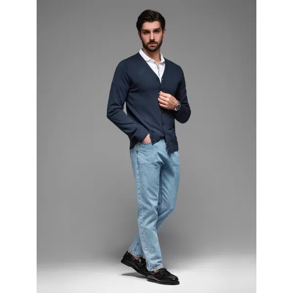  Férfi kardigán OMBRE OM-SWCD-0126 SÖTÉTKÉK 