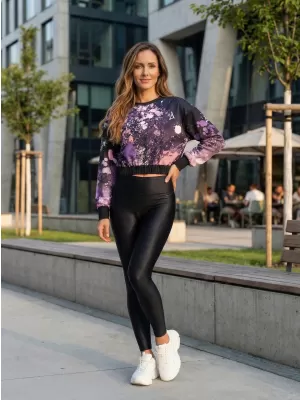 Női funkcionális kivágott pulóver prémium ALTISPORT VOJ/ALW055MI08 FEKETE -VIOLET